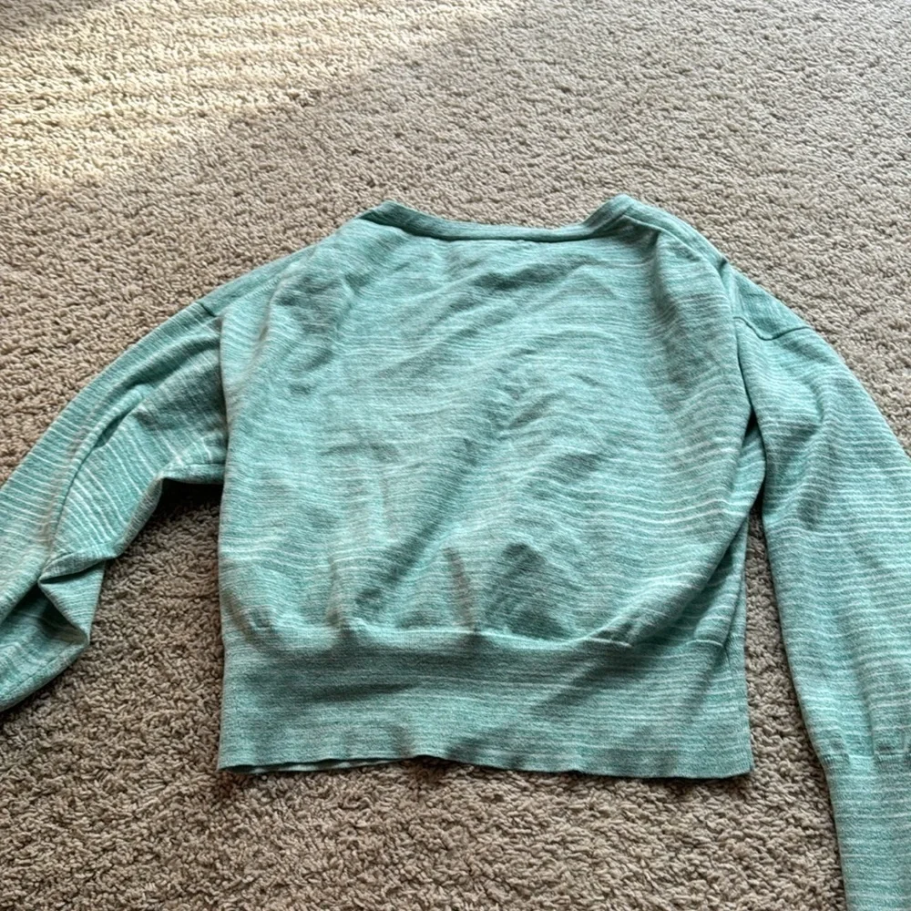 J. CREW Sea Green Space Dyed Wide V-Neck Henley Sweater BG646 Size X-Large